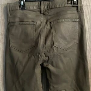 Size 31 green coated Paige jeans with Xl green silk Good American sweatshirt